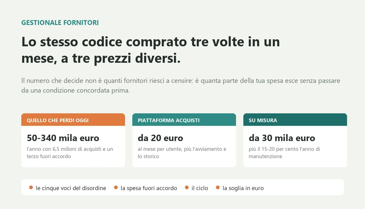 Gestionale fornitori: costi, spesa fuori accordo, soglia Gestionale fornitori: costi, spesa fuori accordo, soglia