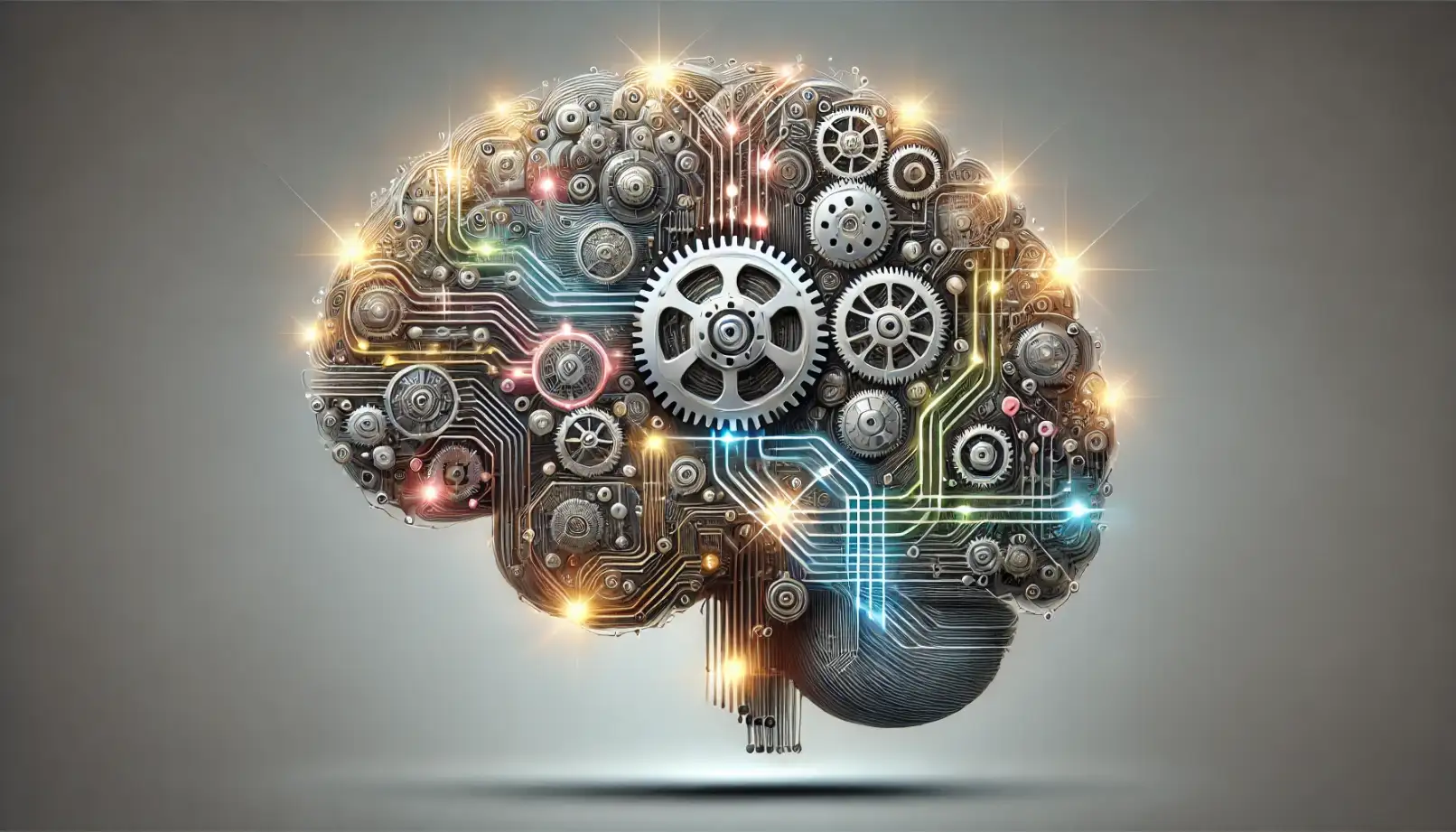 a brain built with gears and circuits, a symbol of ingenuity and complexity of human thought in the technological context