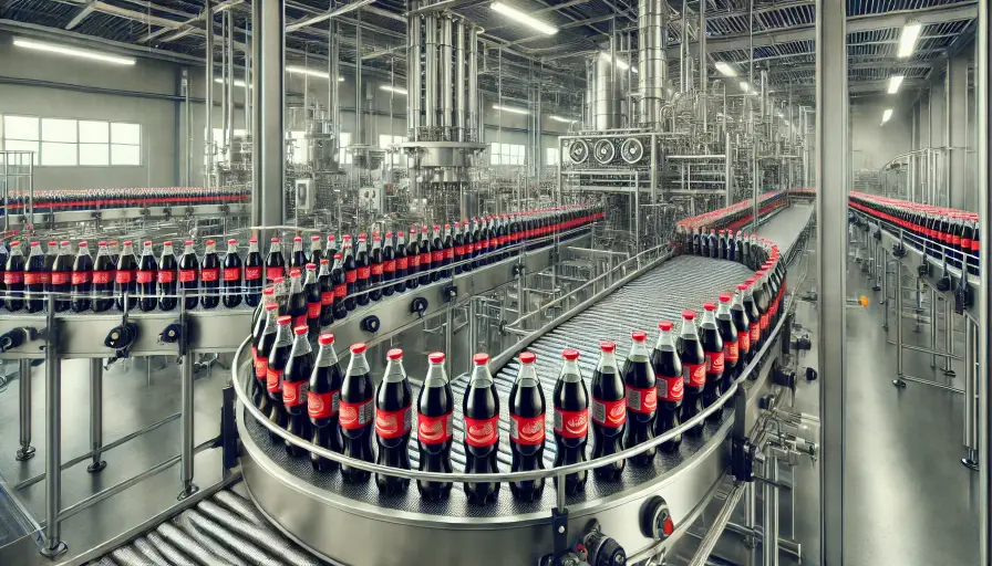 Automated production line controlled by PLC, programmed in C#