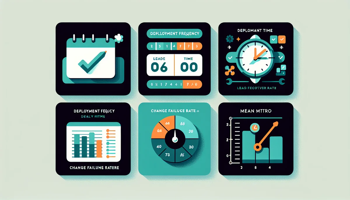 Dashboard with the four DORA metrics for measuring development team performance
