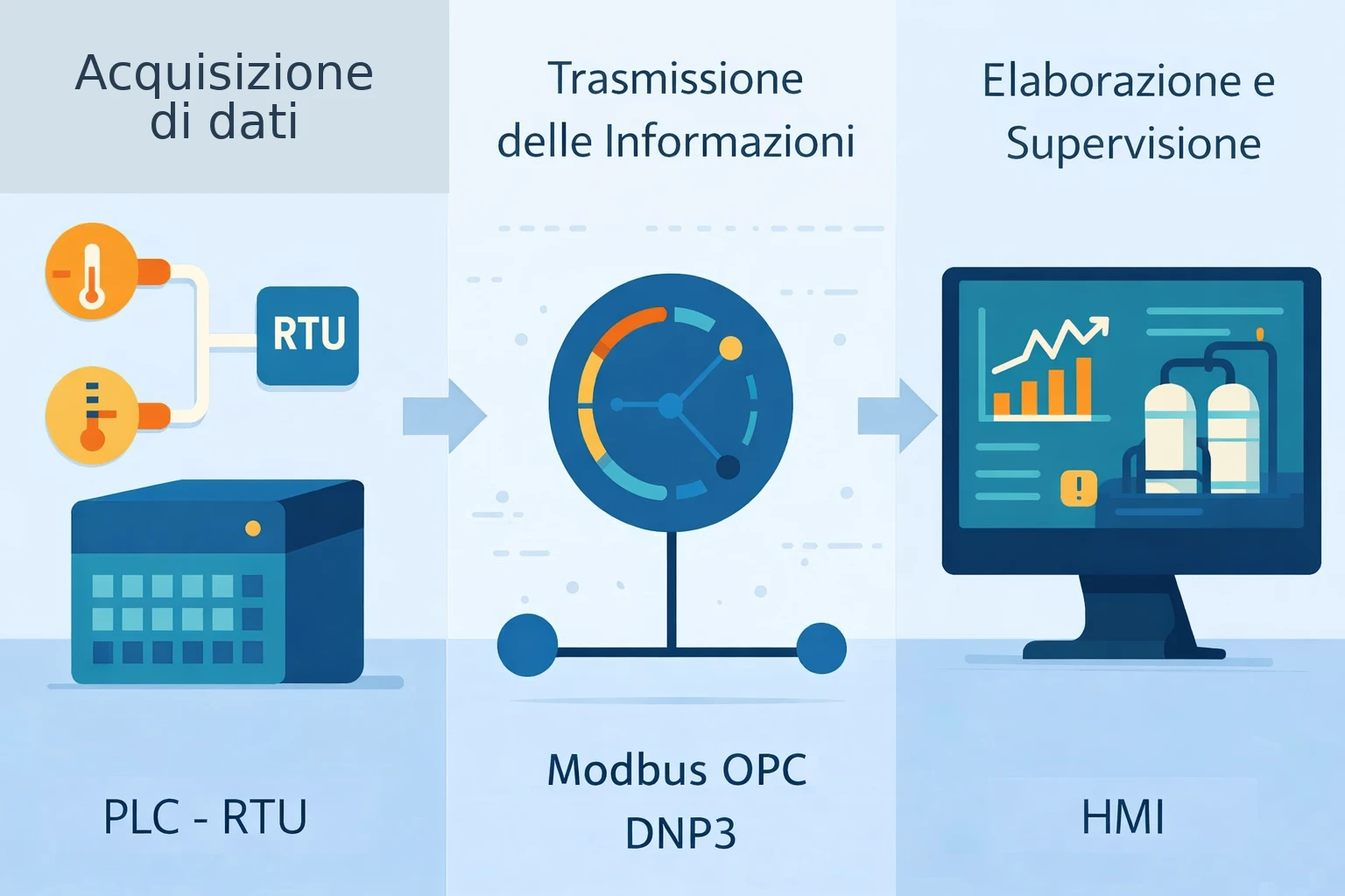 SCADA .NET architecture with separate layers and OPC UA.