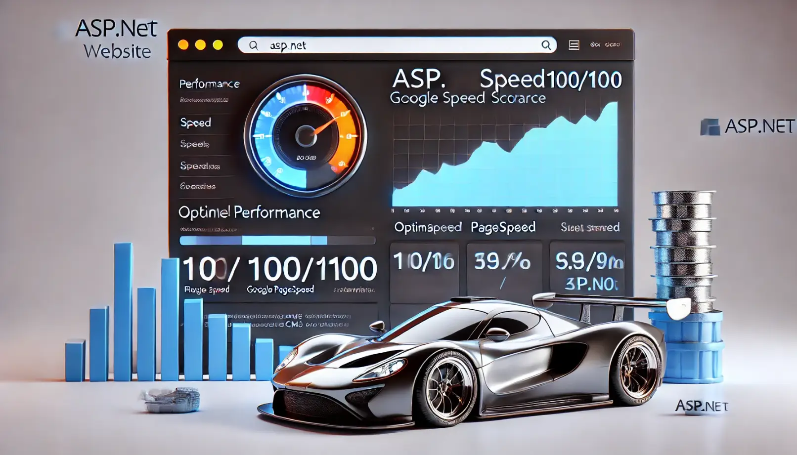 ASP.NET dashboard with Google PageSpeed 100/100, CMS speed comparison